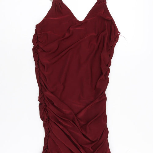 KIAH Women's Red Ruched Dress Size 8