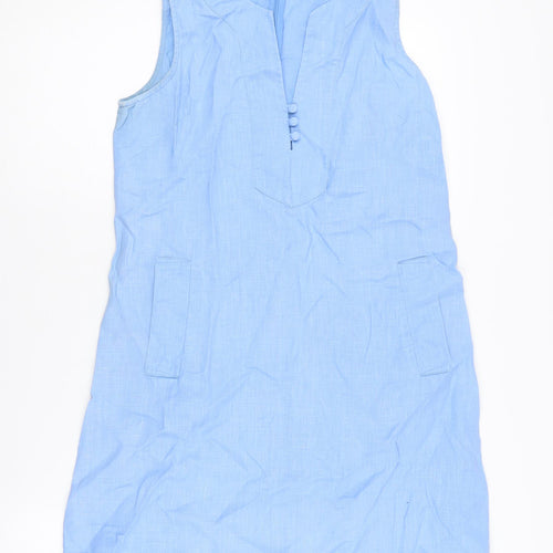 Great Plains Women's Blue Linen Sleeveless Dress Size S