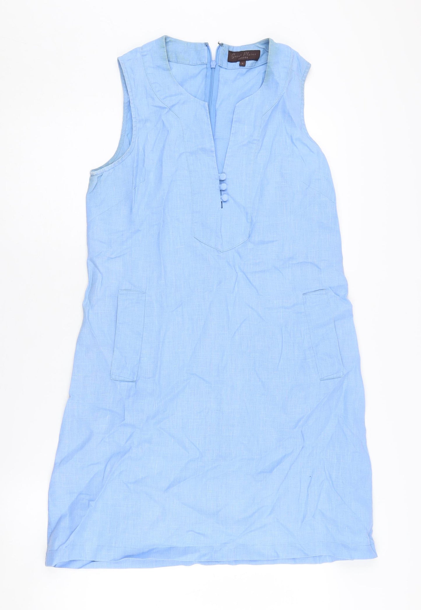 Great Plains Women's Blue Linen Sleeveless Dress Size S