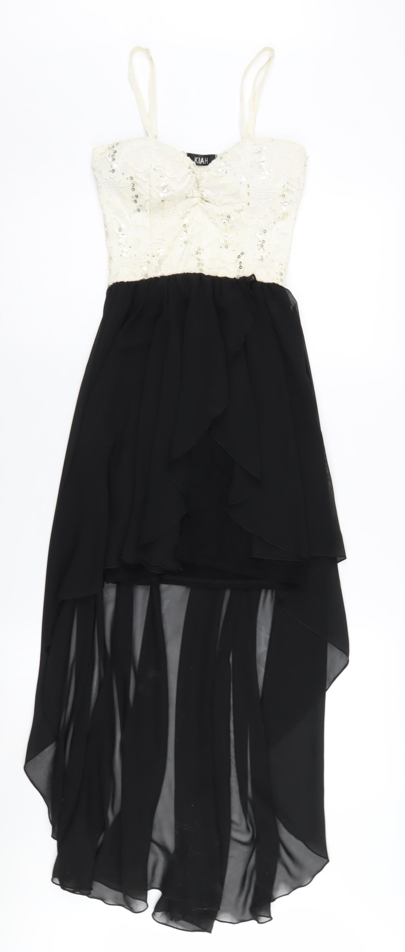 KIAH Women's Black Ivory Slip Dress Size 8
