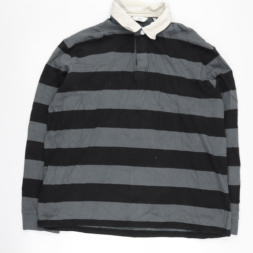 NEXT Men's Black Striped Polo XL Cotton