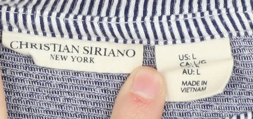 Christian Siriano Women's Blue Striped Pullover Jumper L