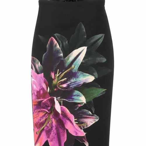 Oasis Women's Black Tulip Skirt Size 8 Floral Bow