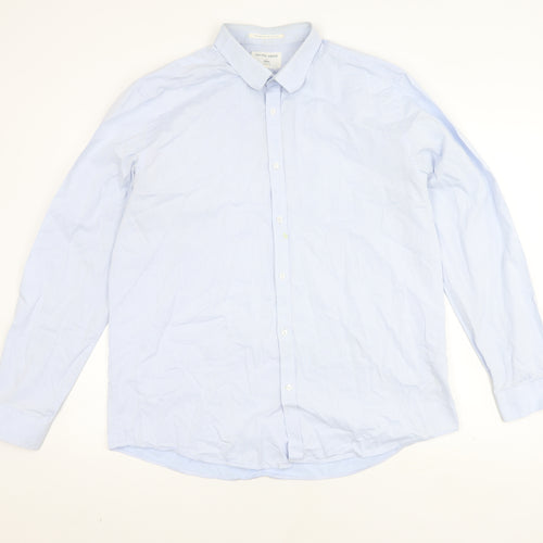Racing Green Men's Blue Cotton Button-Up Shirt 17.5
