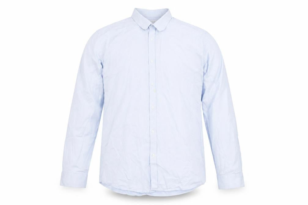 Front view of Racing Green Men's Blue Cotton Button-Up Shirt 17.5