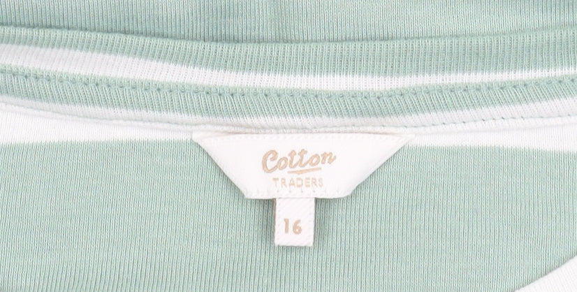 Cotton Traders Women's Striped 3/4 Sleeve T-Shirt, Size 16