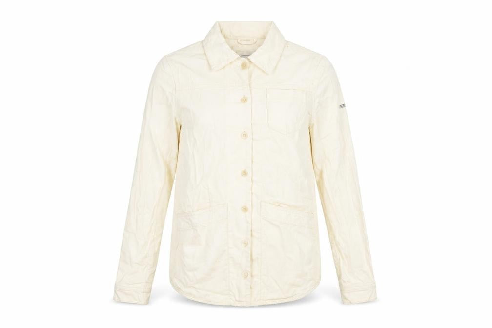 Front view of Superdry Women's Ivory Cotton Mid-Length Jacket