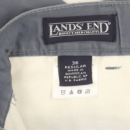 Lands' End Men's Grey Chino Trousers Size L Straight Fit