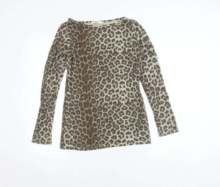 Oasis Women's Brown Animal Print Top M