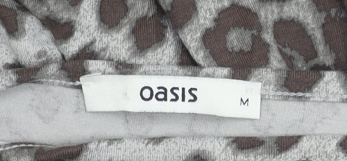 Oasis Women's Brown Animal Print Top M