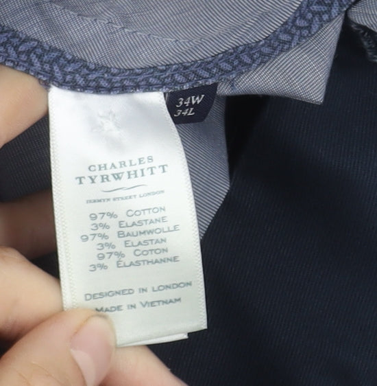 Charles Tyrwhitt Men’s Blue Slim Fit Trousers Size 34