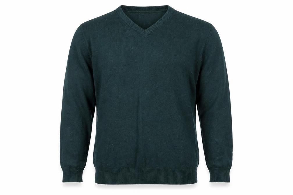 Front view of Atlantic Bay Men's Green Wool jumper - L