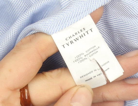Charles Tyrwhitt Men's Blue Extra-Slim Fit Shirt 16.5