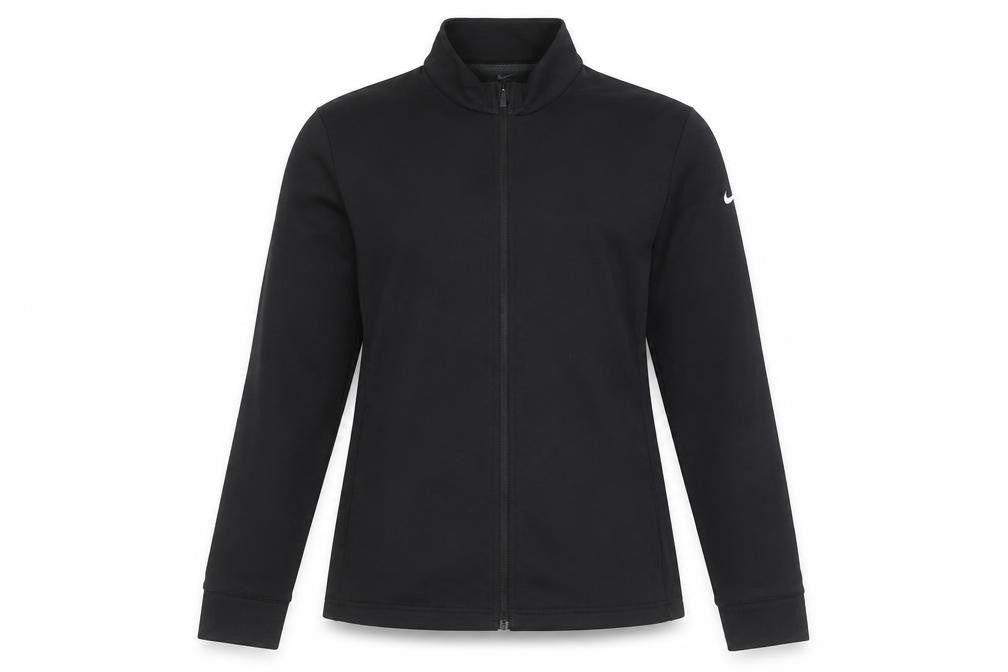 Front view of Nike unisex black medium basic jacket for gym