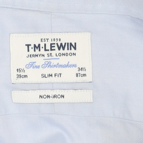 T.M.Lewin Men's Blue Slim Fit Long Sleeve Shirt