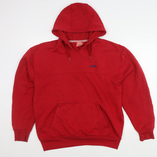 Slazenger Men's Red Pullover Hoodie L - Hooded, Logo, Pockets