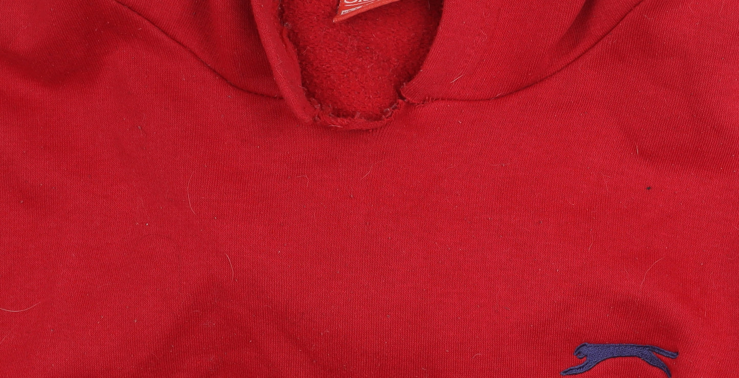 Slazenger Men's Red Pullover Hoodie L - Hooded, Logo, Pockets