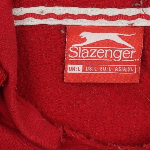 Slazenger Men's Red Pullover Hoodie L - Hooded, Logo, Pockets
