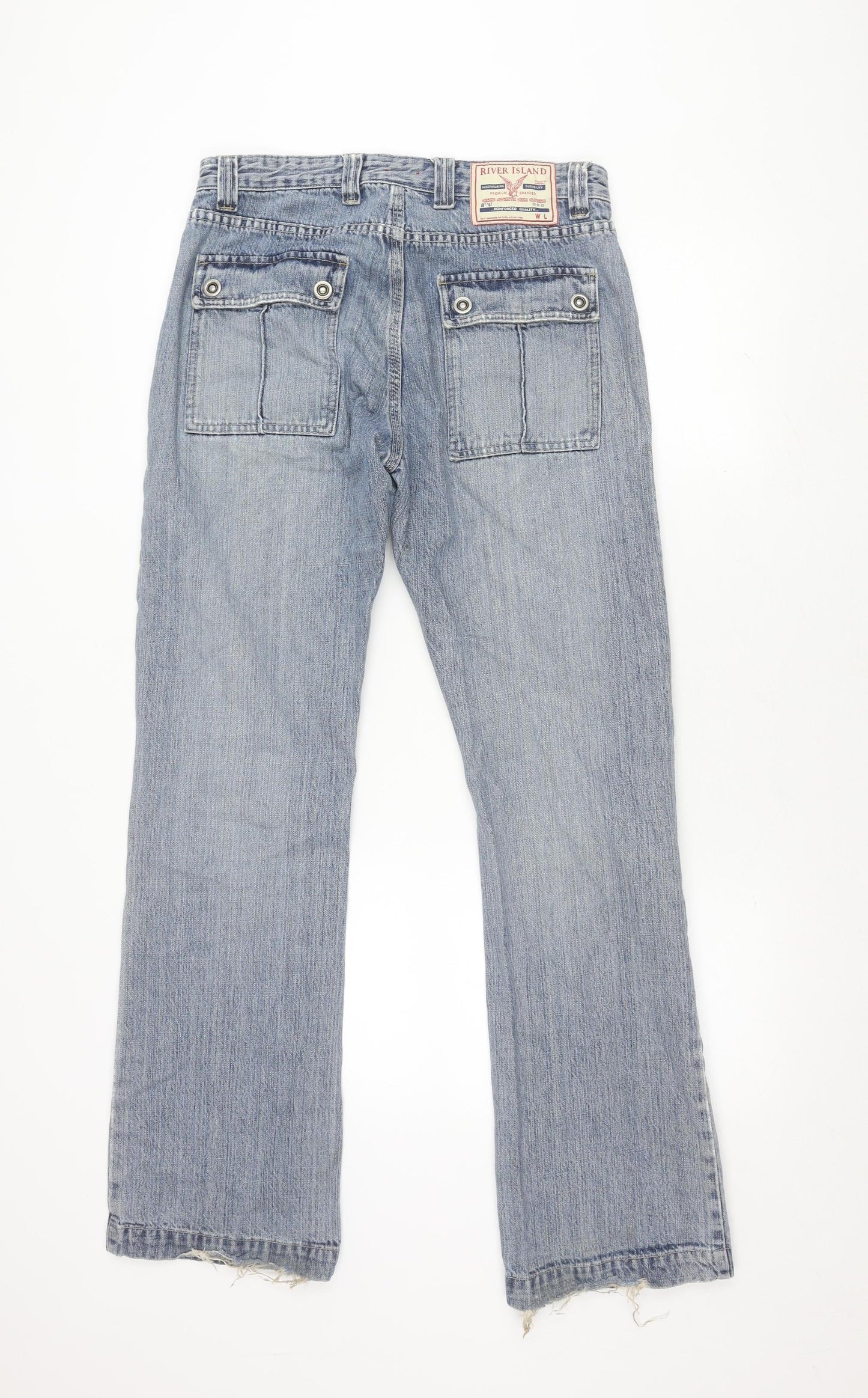 River Island Unisex Blue Straight Jeans W32 L32