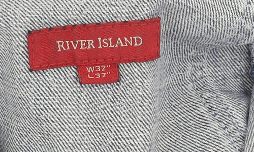 River Island Unisex Blue Straight Jeans W32 L32