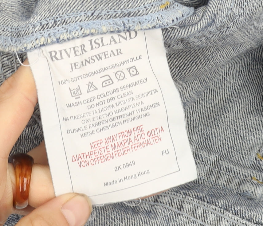 River Island Unisex Blue Straight Jeans W32 L32