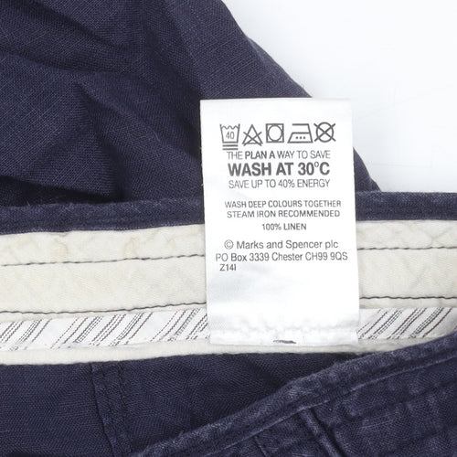 Marks and Spencer Men's Blue Linen Trousers Size 40