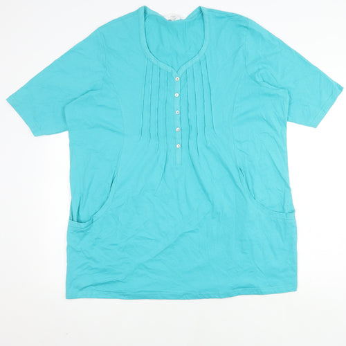 Cotton Traders Women's Blue Size 20 Henley T-Shirt