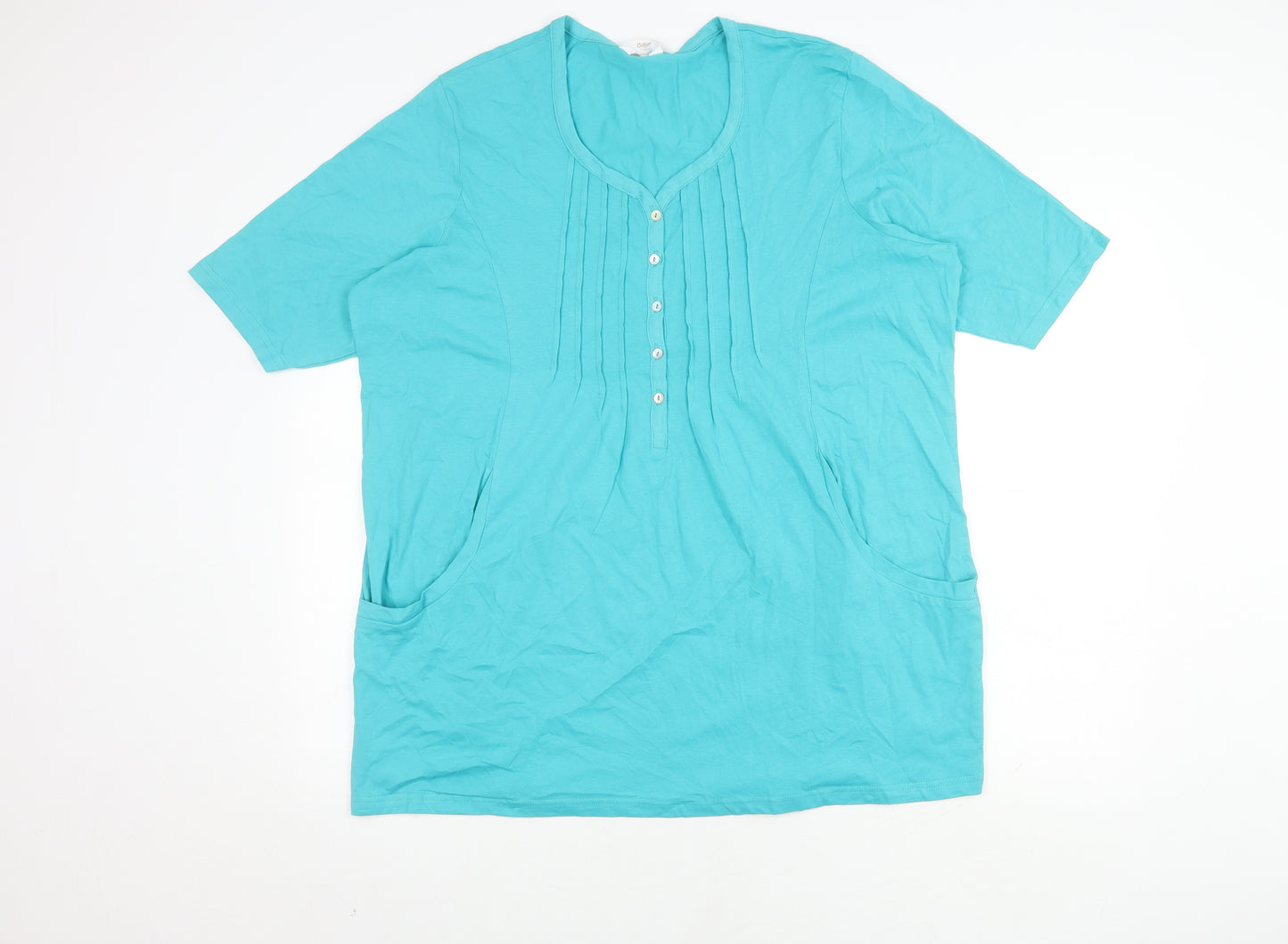 Cotton Traders Women's Blue Size 20 Henley T-Shirt