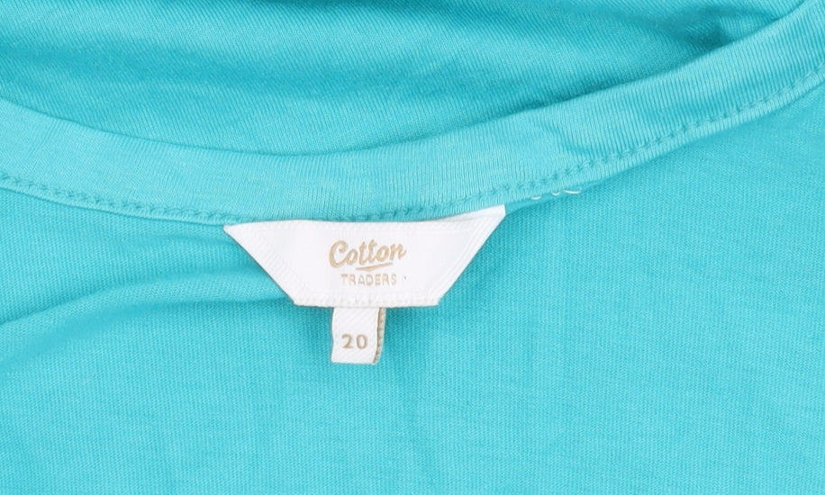 Cotton Traders Women's Blue Size 20 Henley T-Shirt