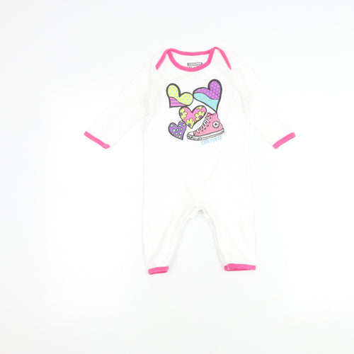 Converse Unisex White Babygrow, 9-12 Months