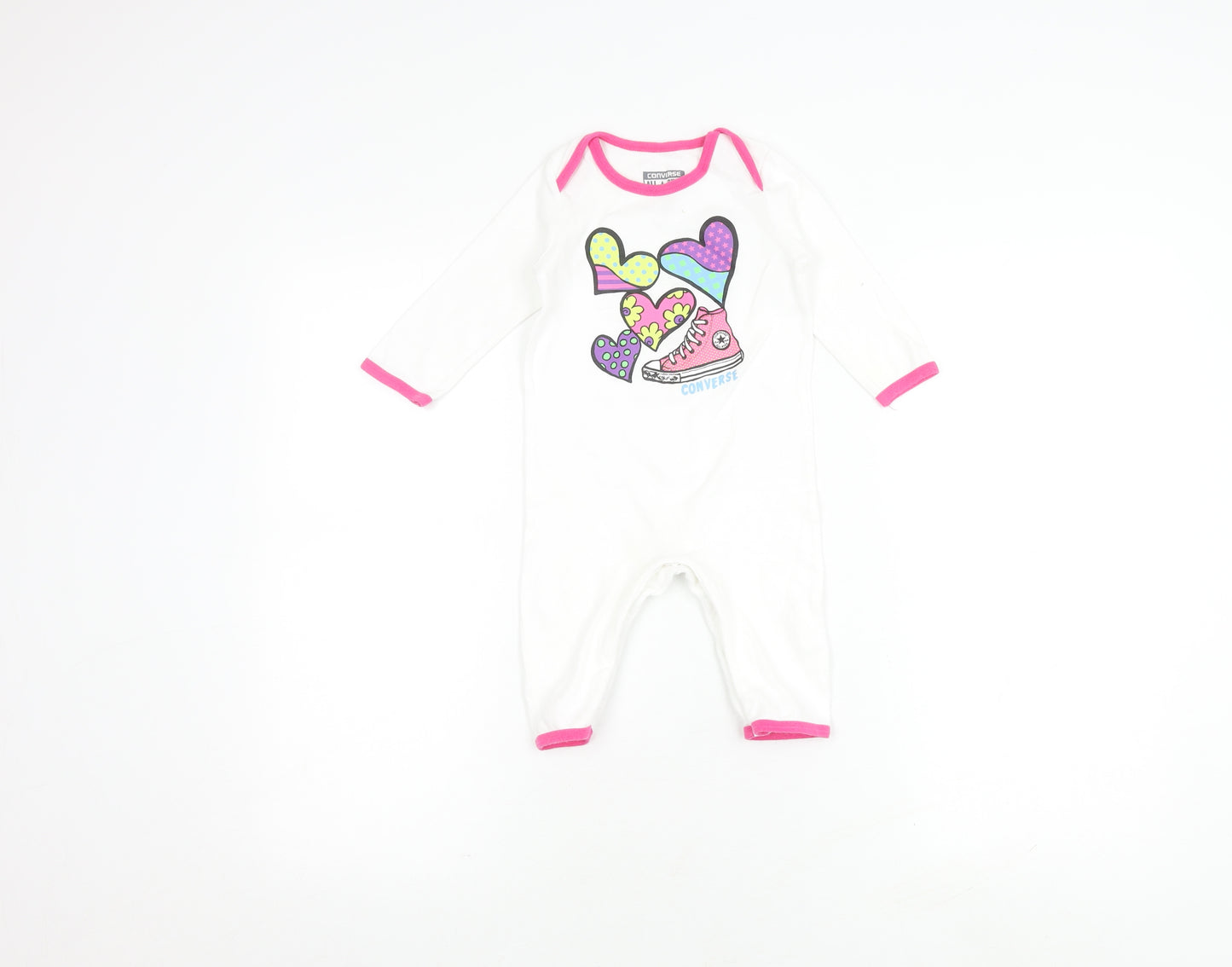 Converse Unisex White Babygrow, 9-12 Months