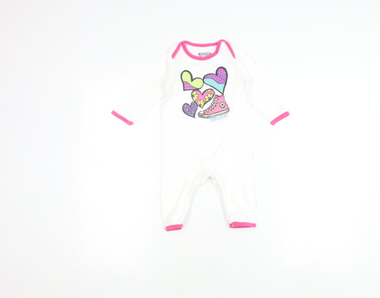 Converse Unisex White Babygrow, 9-12 Months