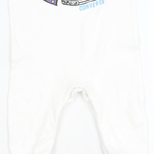 Converse Unisex White Babygrow, 9-12 Months