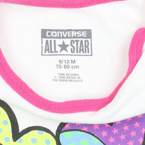 Converse Unisex White Babygrow, 9-12 Months