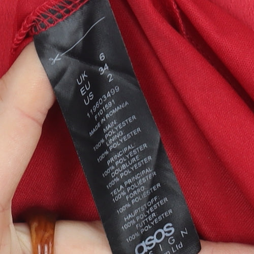 ASOS DESIGN Women’s Red Asymmetric Dress, Size 6