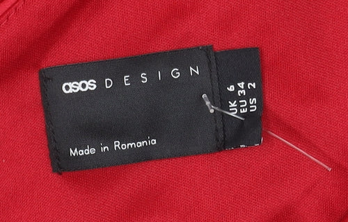 ASOS DESIGN Women’s Red Asymmetric Dress, Size 6