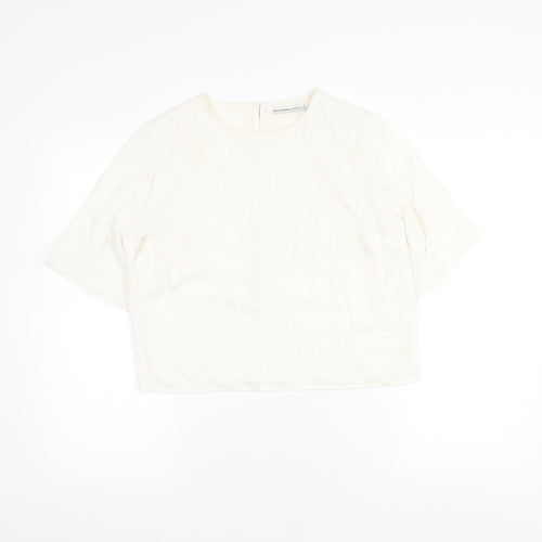 Abercrombie & Fitch Women's Ivory Blouse, S, 3/4 Sleeve, Button