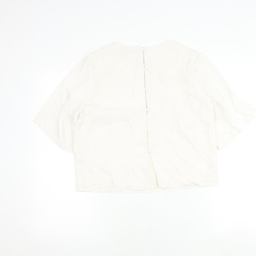 Abercrombie & Fitch Women's Ivory Blouse, S, 3/4 Sleeve, Button