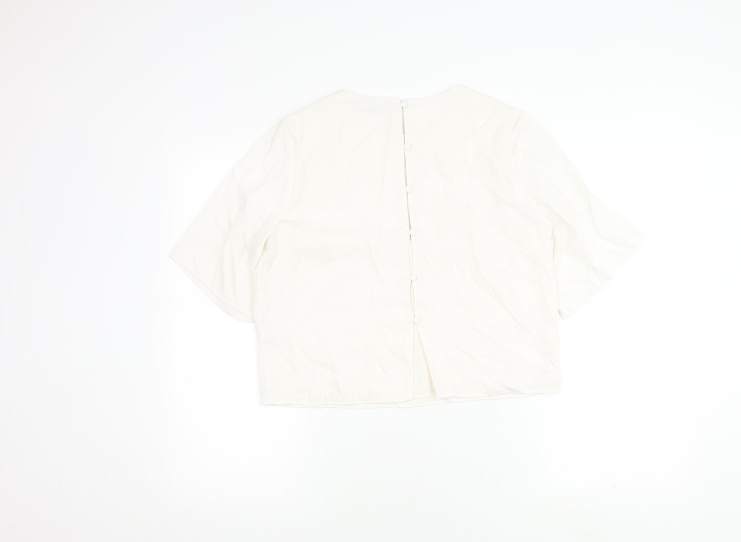 Abercrombie & Fitch Women's Ivory Blouse, S, 3/4 Sleeve, Button