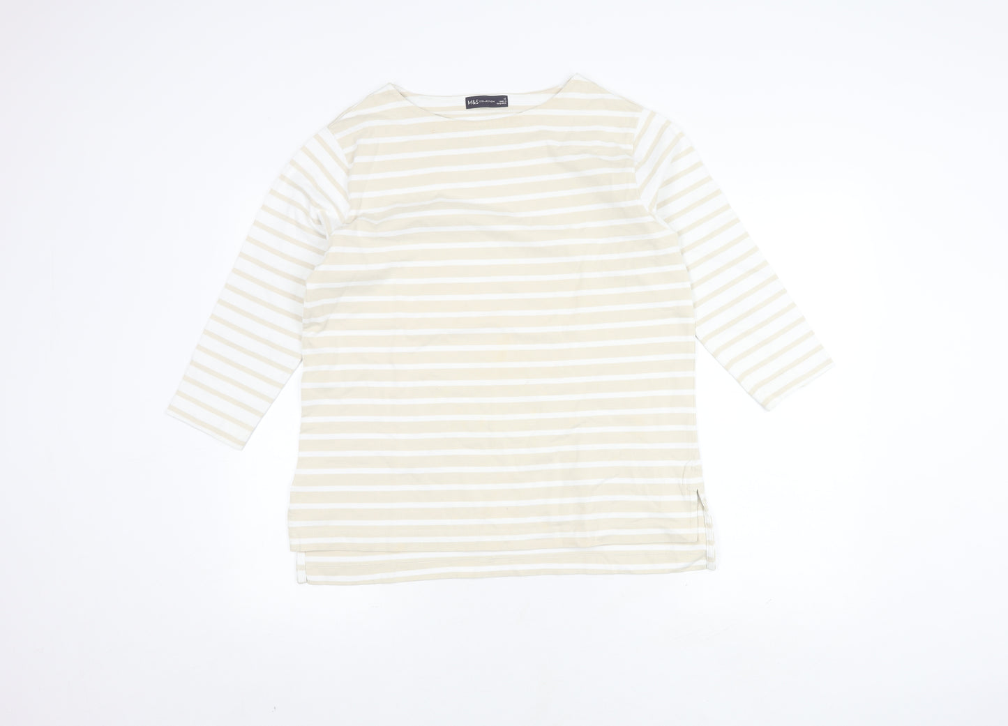 Marks and Spencer Women's Beige Striped Top, Size 12