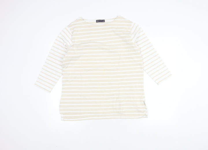 Marks and Spencer Women's Beige Striped Top, Size 12
