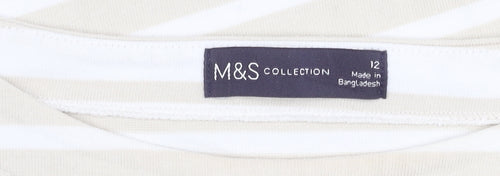 Marks and Spencer Women's Beige Striped Top, Size 12
