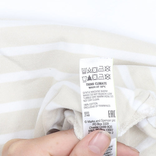 Marks and Spencer Women's Beige Striped Top, Size 12