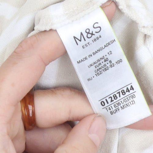 Marks and Spencer Women's Beige Striped Top, Size 12