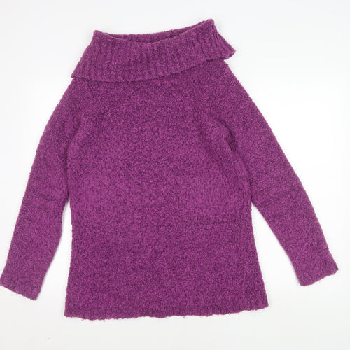 EWM Women's Purple Cowl Neck Pullover S
