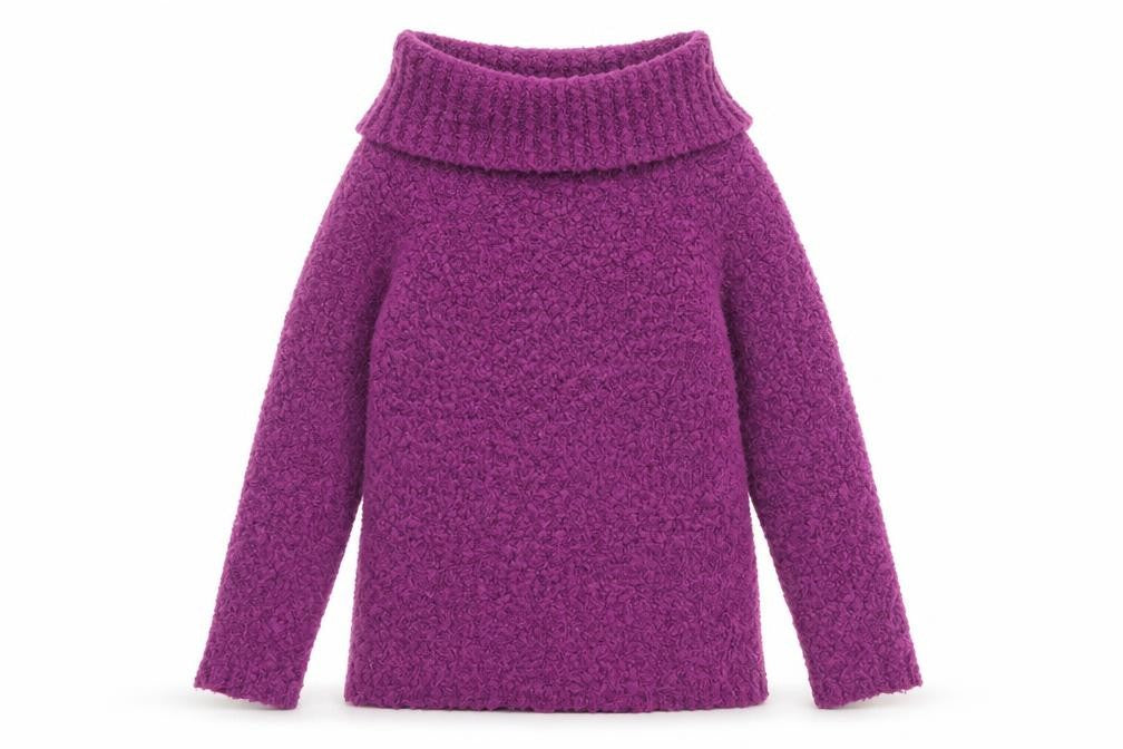 EWM Women's Purple Cowl Neck Pullover S