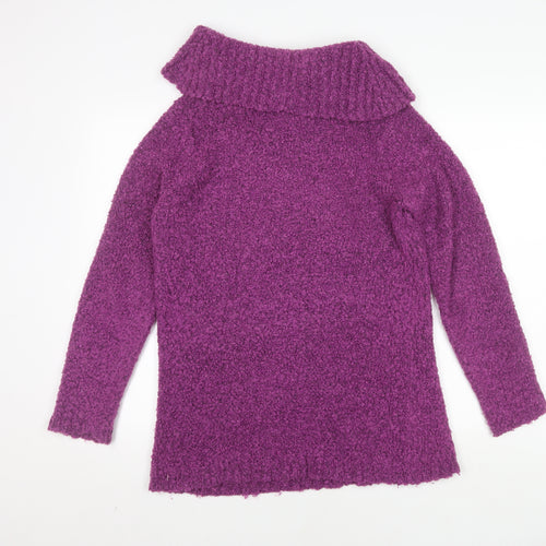 EWM Women's Purple Cowl Neck Pullover S