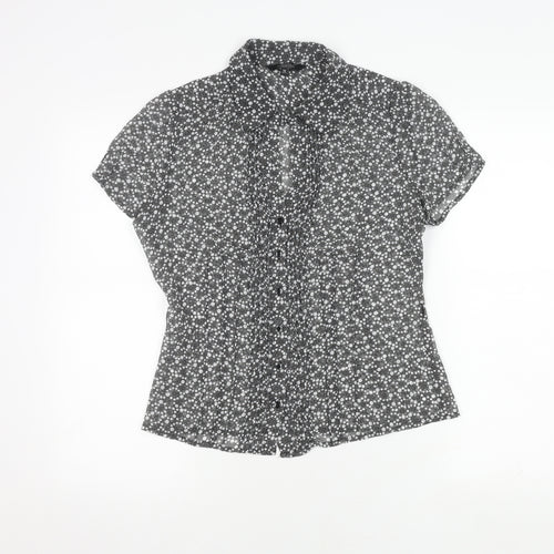 Debenhams Women's Black Polka Dot Button-Up Shirt Size 10