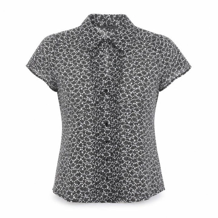 Debenhams Women's Black Polka Dot Button-Up Shirt Size 10