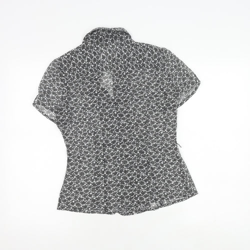Debenhams Women's Black Polka Dot Button-Up Shirt Size 10